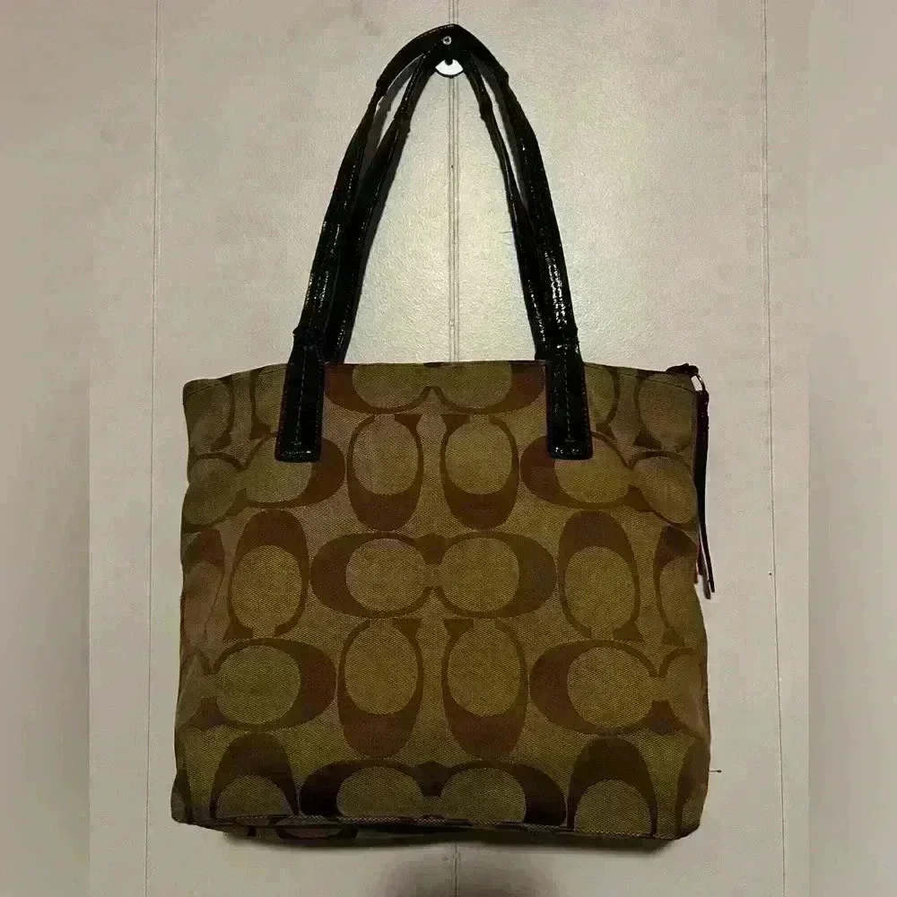COACH F25771 SIGNATURE STRIPE TOTE SHOULDER BAG